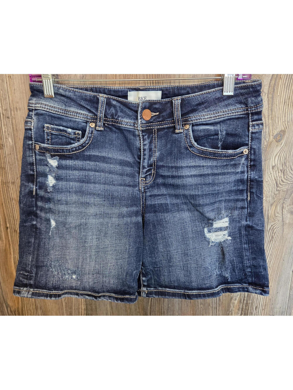 BKE Denim Jean Shorts "Victoria" Women Size 27 (28x6) Western Buckle Rodeo